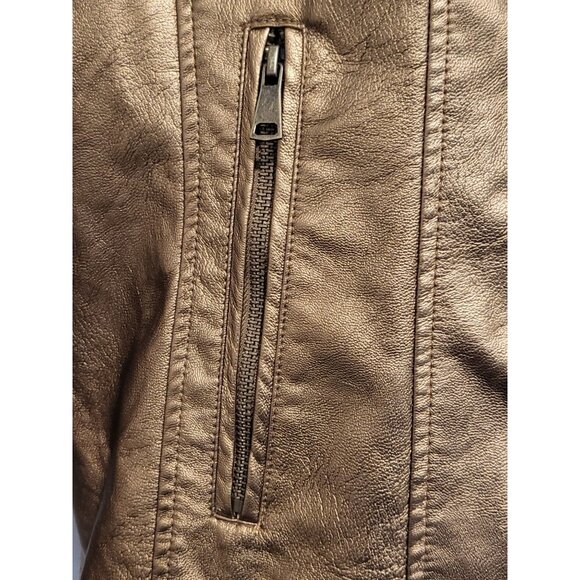 Baccini Metallic Gold Faux Leather Biker Motorcycle Bomber Jacket Women Sz M - Picture 6 of 12